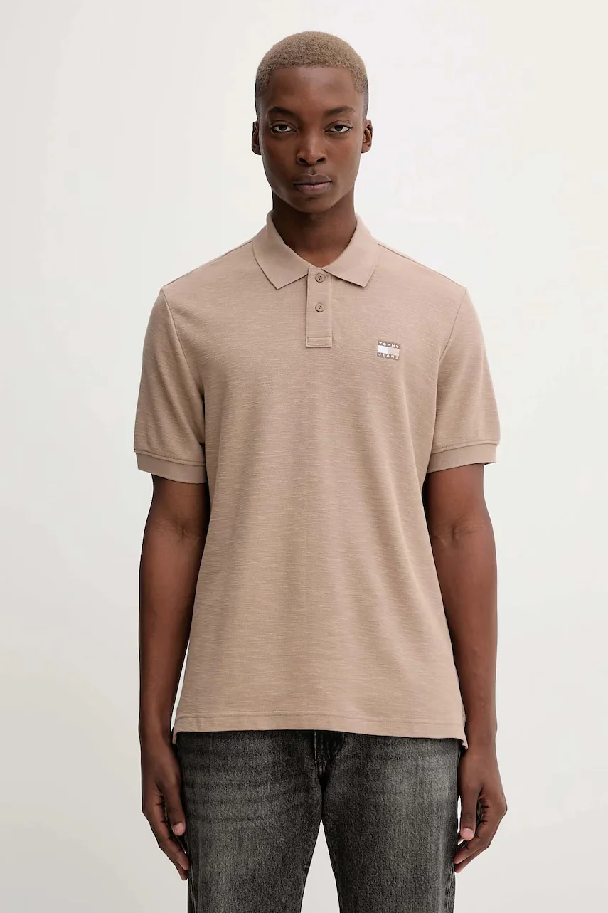 Tommy Jeans Памучна тениска с яка
