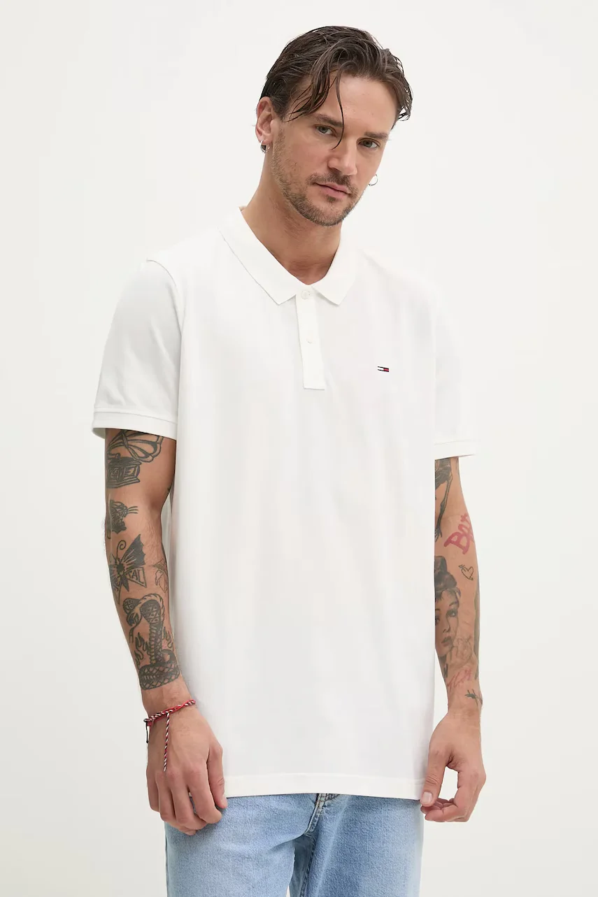 Tommy Jeans Памучна тениска с яка
