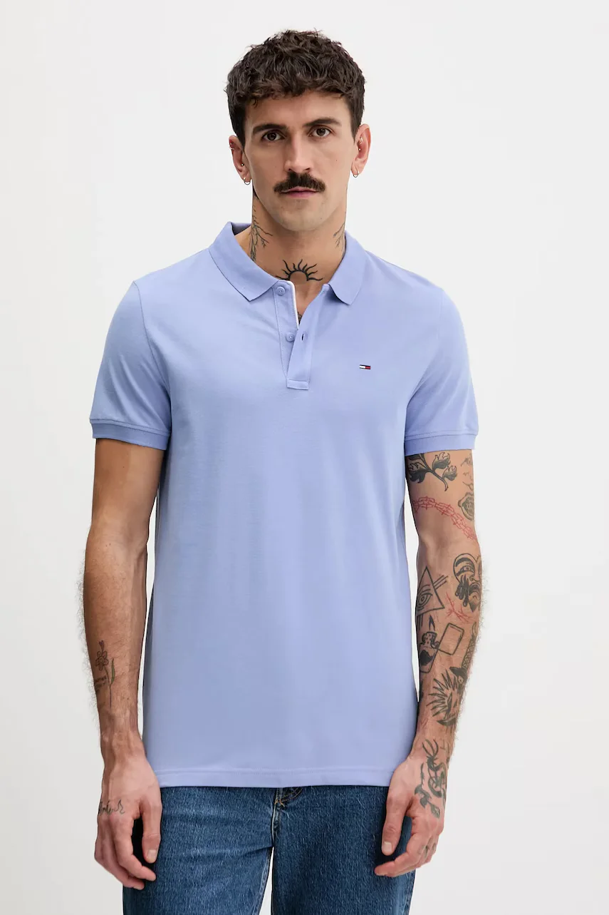 Tommy Jeans Памучна тениска с яка