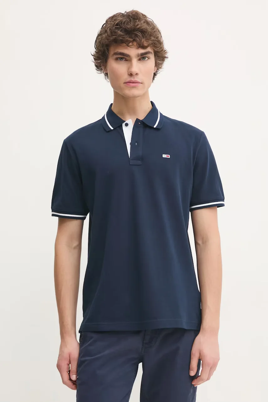 Tommy Jeans Памучна тениска с яка