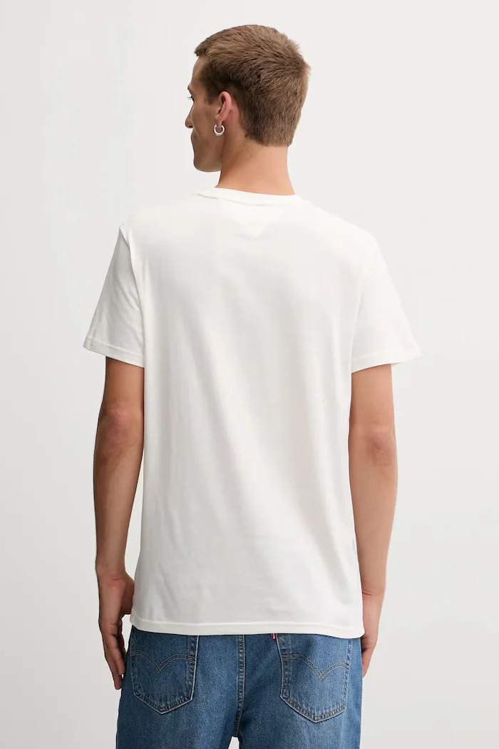 Tommy Jeans Памучна тениска в бежово с десен DM0DM21977