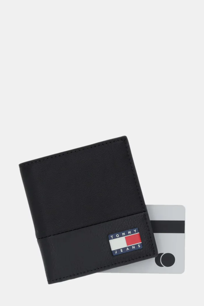 Tommy Jeans портфейл мъжки от кожа черен