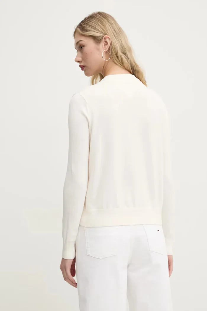 Tommy Jeans пуловер дамски от памук бежов DW0DW20159