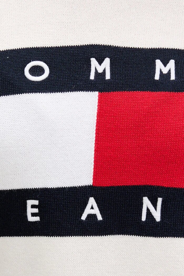Tommy Jeans пуловер дамски от памук бежов DW0DW22930