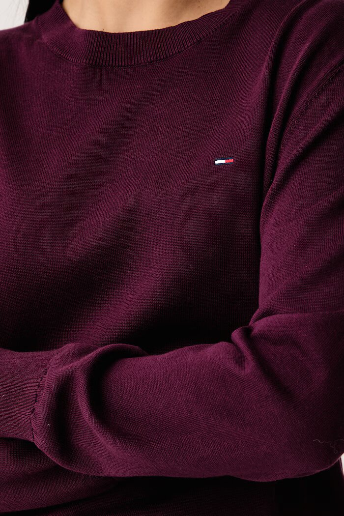 Tommy Jeans пуловер дамски от памук бордо DW0DW23360