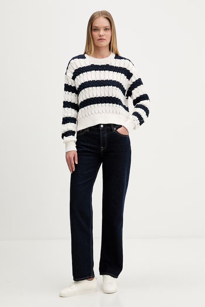 Tommy Jeans пуловер дамски от памук тъмносин DW0DW22926