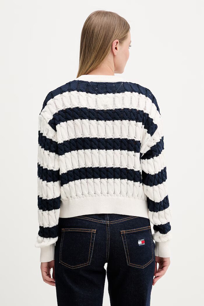 Tommy Jeans пуловер дамски от памук тъмносин DW0DW22926