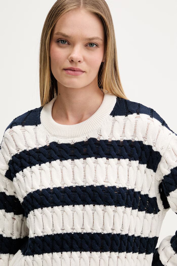 Tommy Jeans пуловер дамски от памук тъмносин DW0DW22926