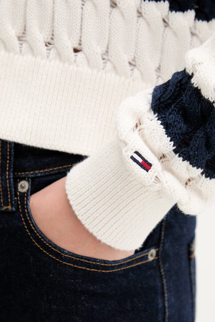 Tommy Jeans пуловер дамски от памук тъмносин DW0DW22926