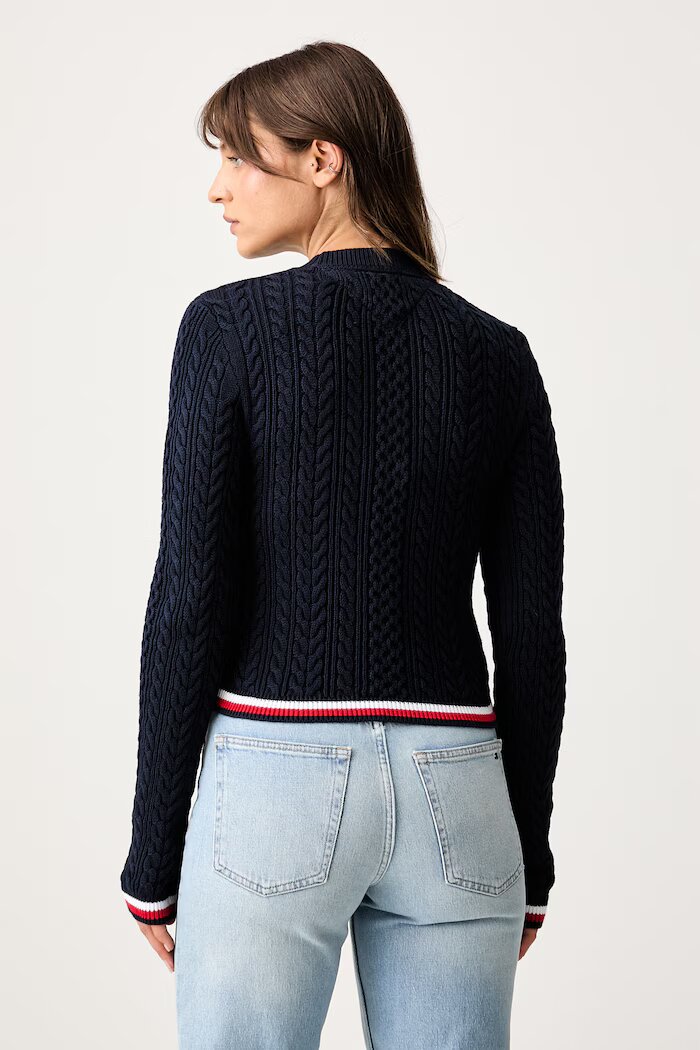 Tommy Jeans пуловер дамски от памук тъмносин DW0DW22933