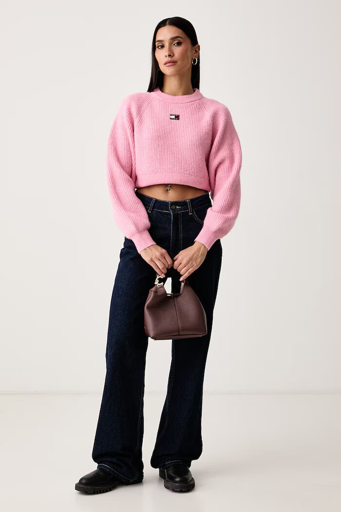 Tommy Jeans пуловер дамски с добавена вълна розов DW0DW22024