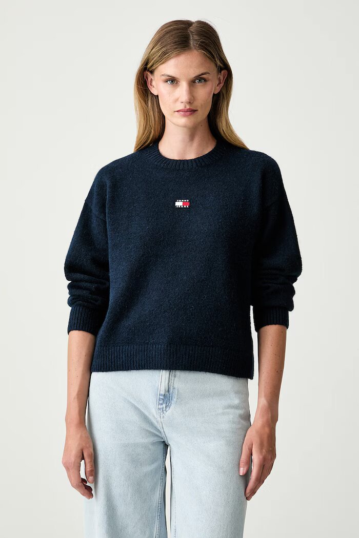 Tommy Jeans пуловер дамски с добавена вълна тъмносин DW0DW23831
