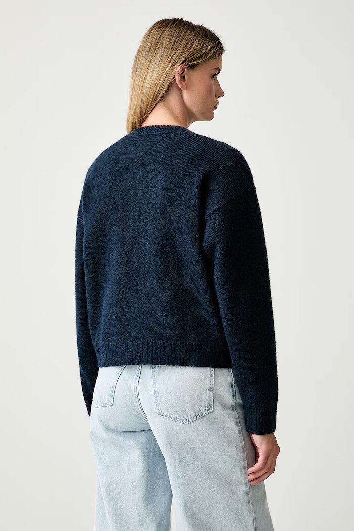 Tommy Jeans пуловер дамски с добавена вълна тъмносин DW0DW23831