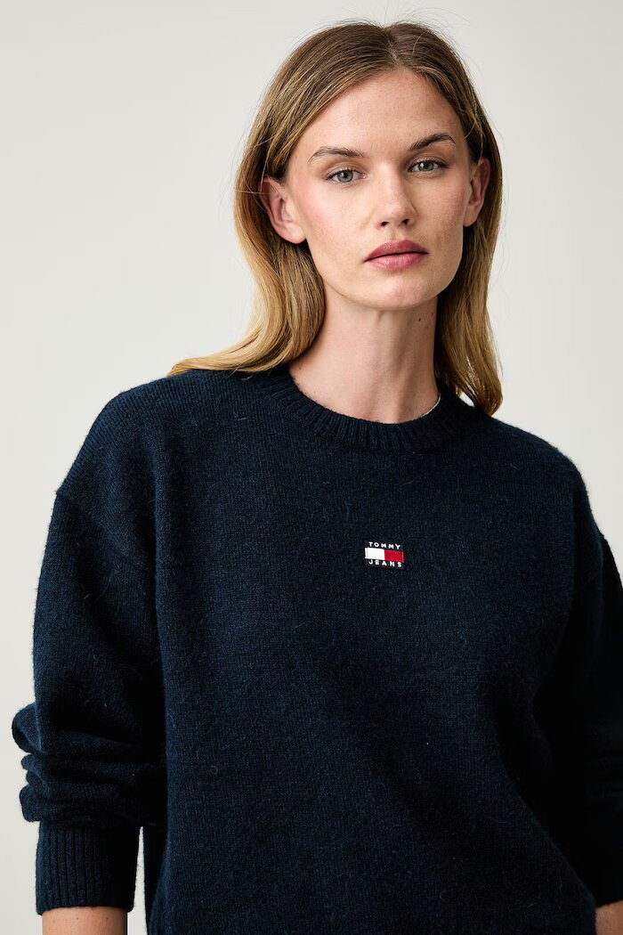 Tommy Jeans пуловер дамски с добавена вълна тъмносин DW0DW23831