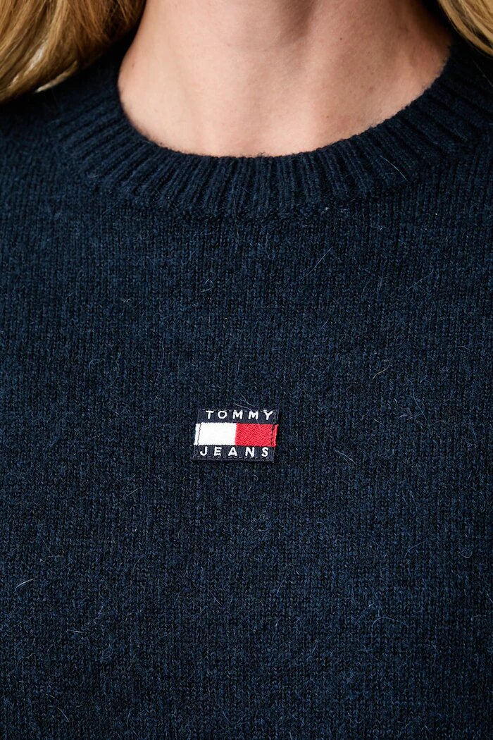 Tommy Jeans пуловер дамски с добавена вълна тъмносин DW0DW23831
