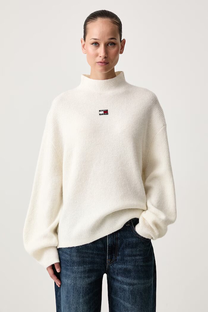 Tommy Jeans пуловер дамски с вълна бежов DW0DW23349