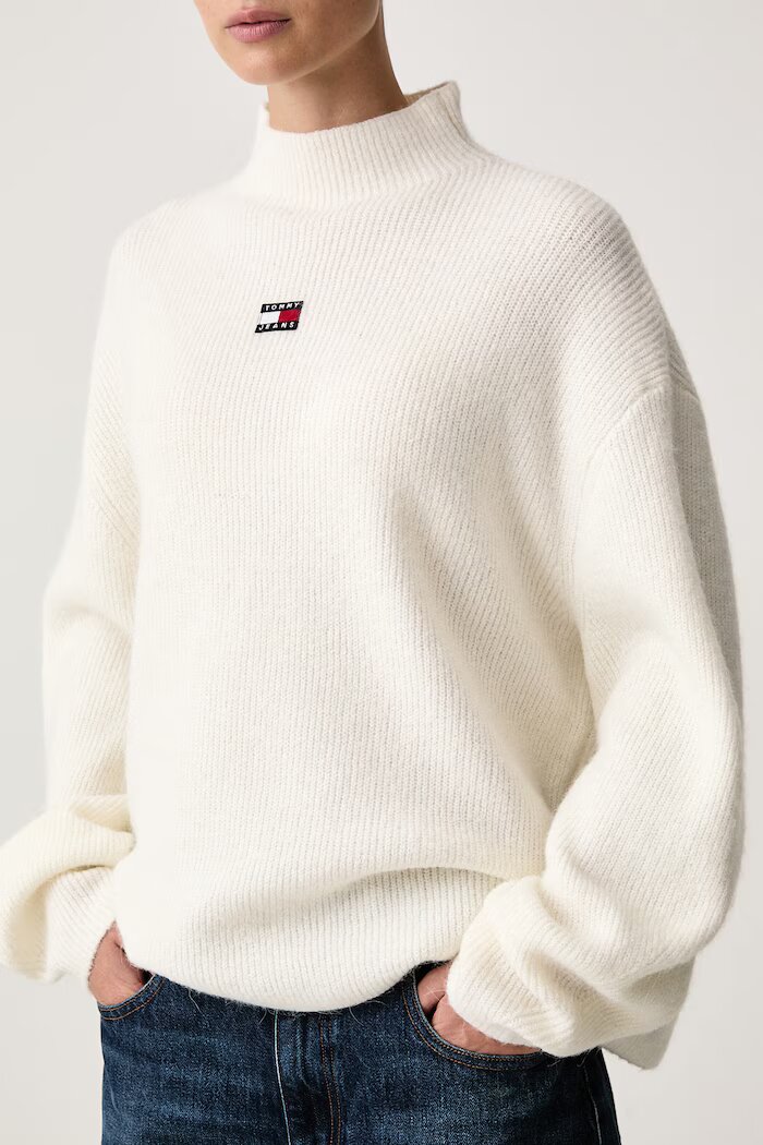 Tommy Jeans пуловер дамски с вълна бежов DW0DW23349
