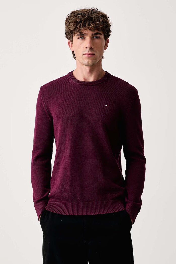 Tommy Jeans пуловер мъжки от памук бордо DM0DM21787