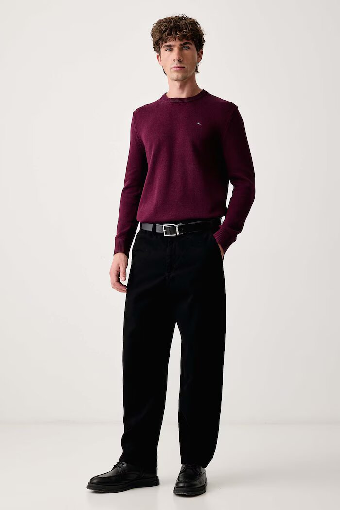 Tommy Jeans пуловер мъжки от памук бордо DM0DM21787