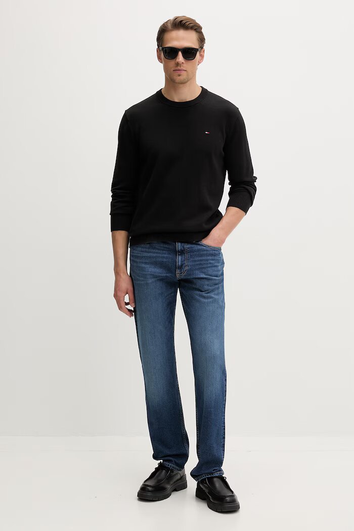 Tommy Jeans пуловер мъжки от памук черен DM0DM22853