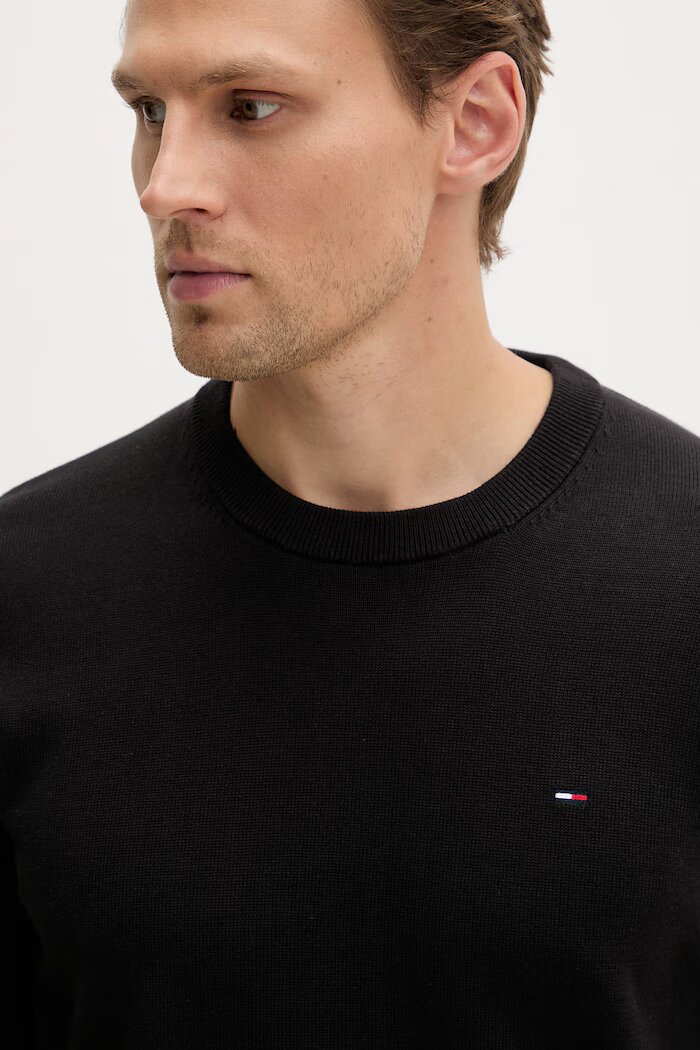 Tommy Jeans пуловер мъжки от памук черен DM0DM22853