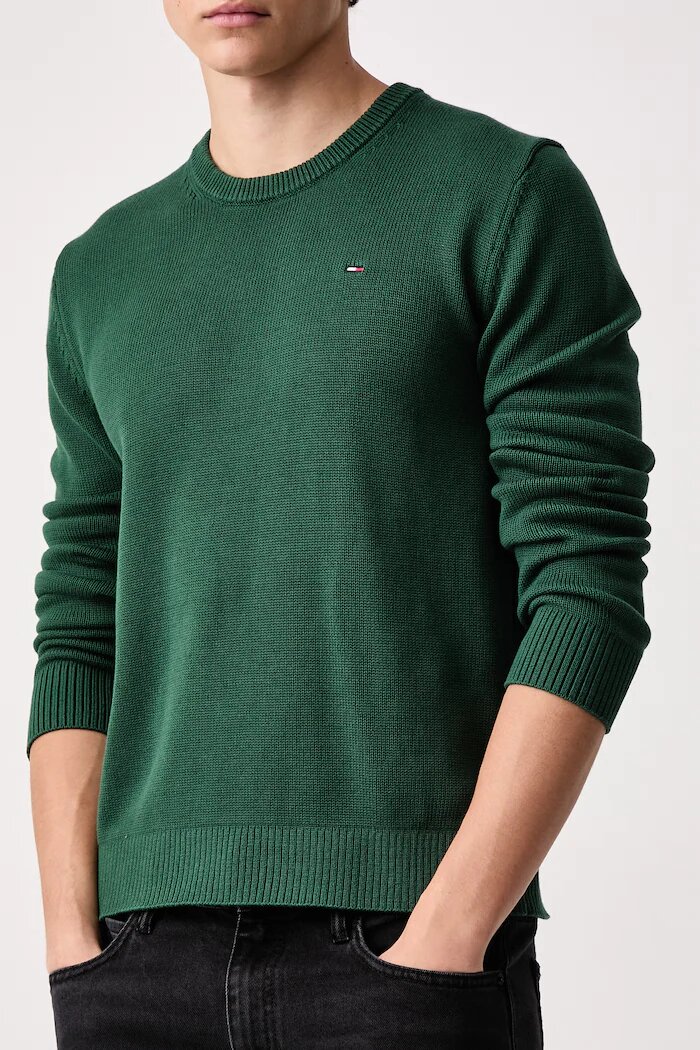 Tommy Jeans пуловер мъжки от памук зелен DM0DM21787