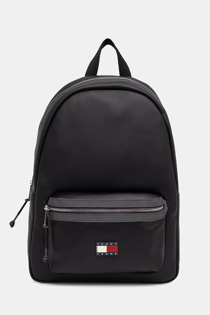 Tommy Jeans раница мъжка от имитация на кожа черна AM0AM14340
