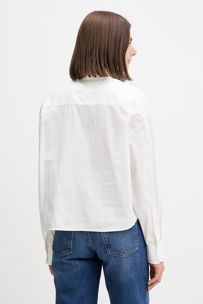 Tommy Jeans риза дамска от памук бяла с изчистена шарка DW0DW22766
