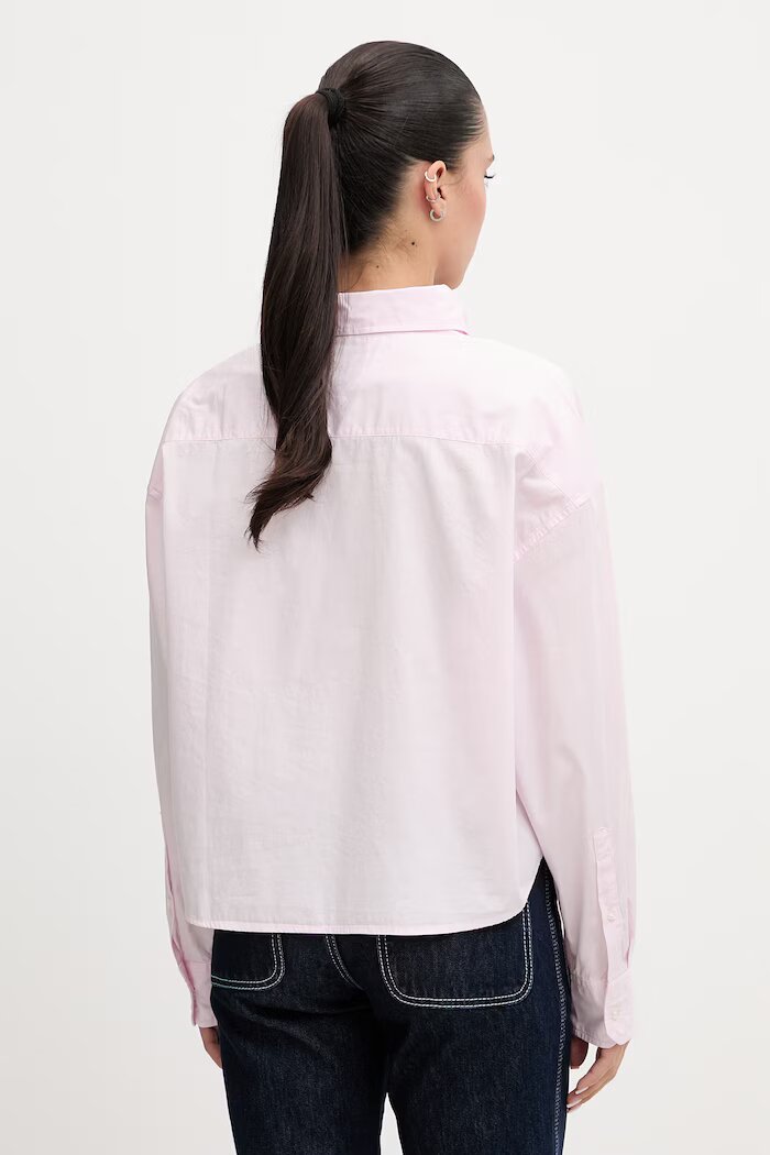 Tommy Jeans риза дамска от памук розова DW0DW22766