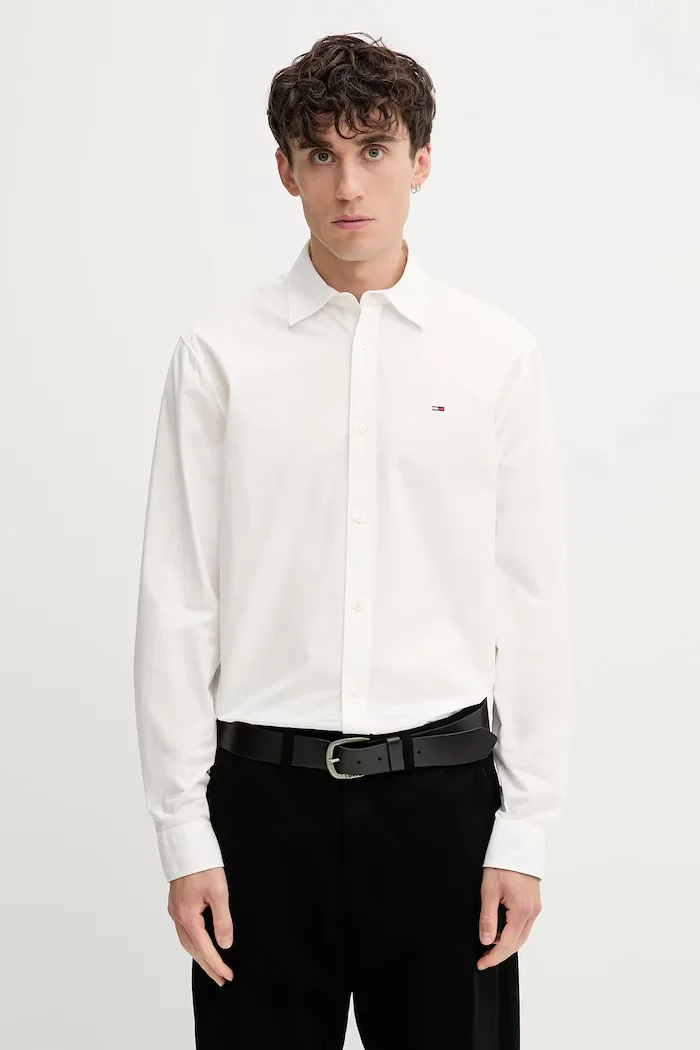 Tommy Jeans риза мъжка от памук бежова DM0DM22026
