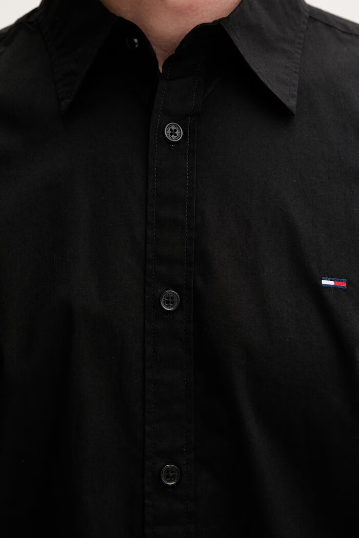Tommy Jeans риза мъжка от памук черна DM0DM22026