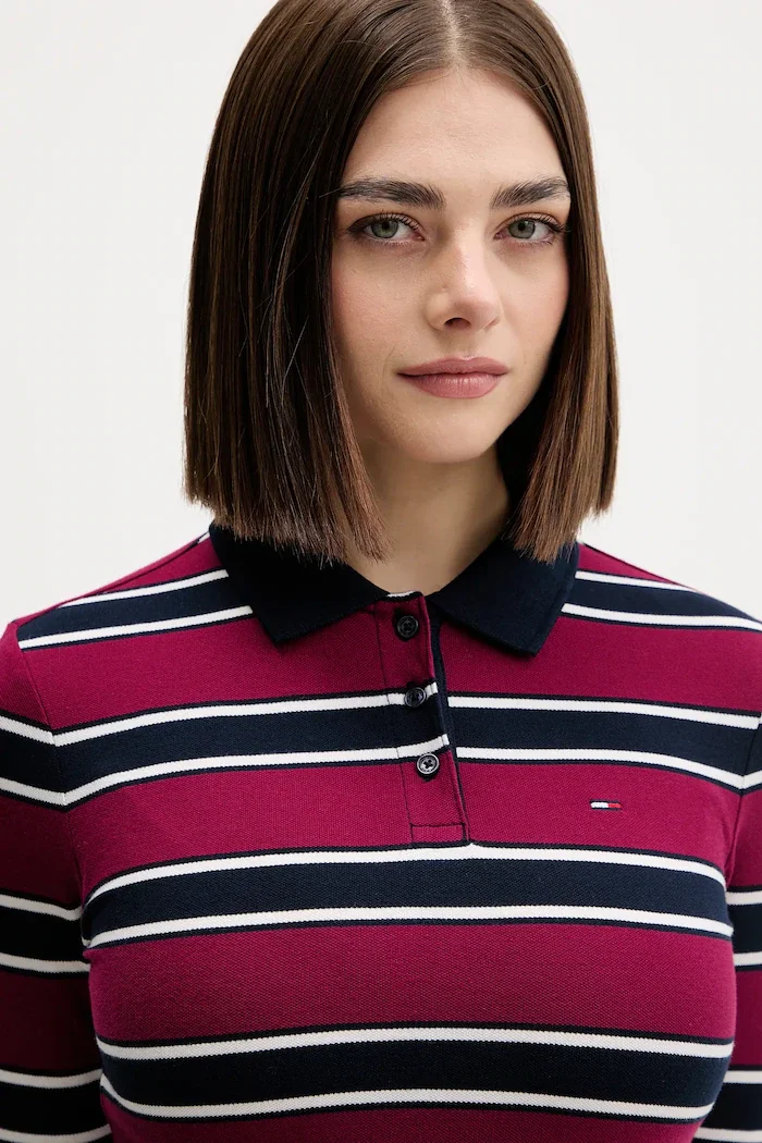 Tommy Jeans Рокля в бордо къса с кройка по тялото DW0DW21901