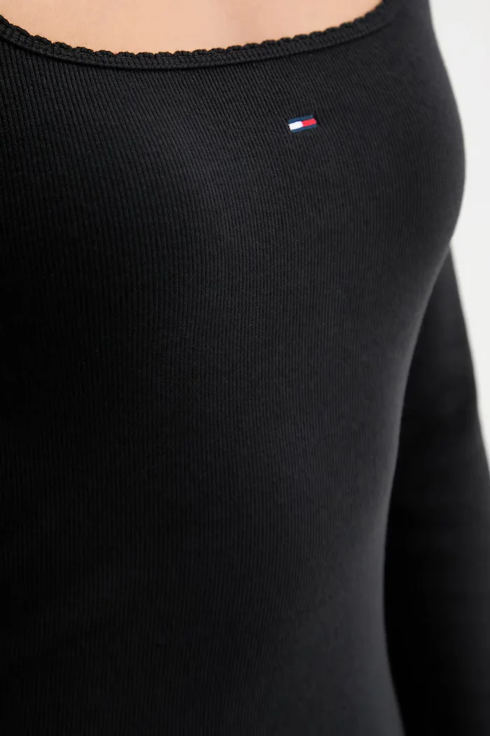 Tommy Jeans Рокля в черно среднодълга със стандартна кройка DW0DW21915
