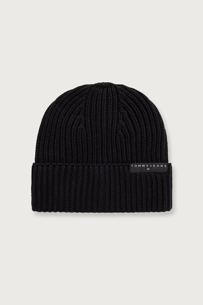Tommy Jeans шапка beanie мъжка от памук черна AM0AM14865