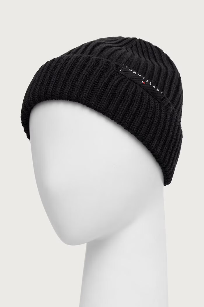 Tommy Jeans шапка beanie мъжка от памук черна AM0AM14865