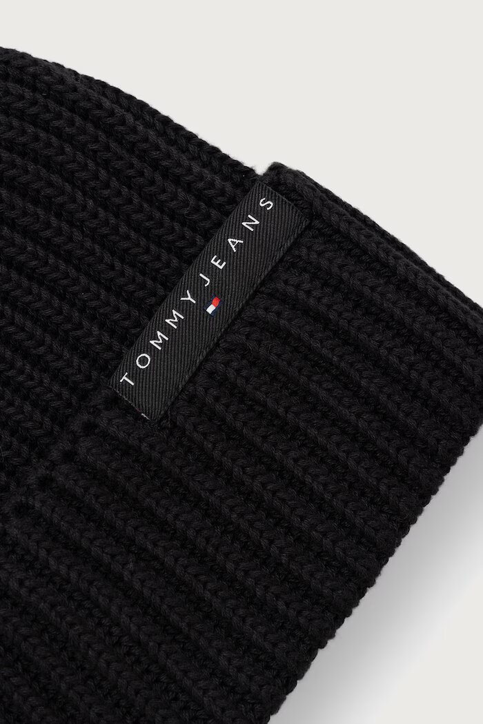 Tommy Jeans шапка beanie мъжка от памук черна AM0AM14865