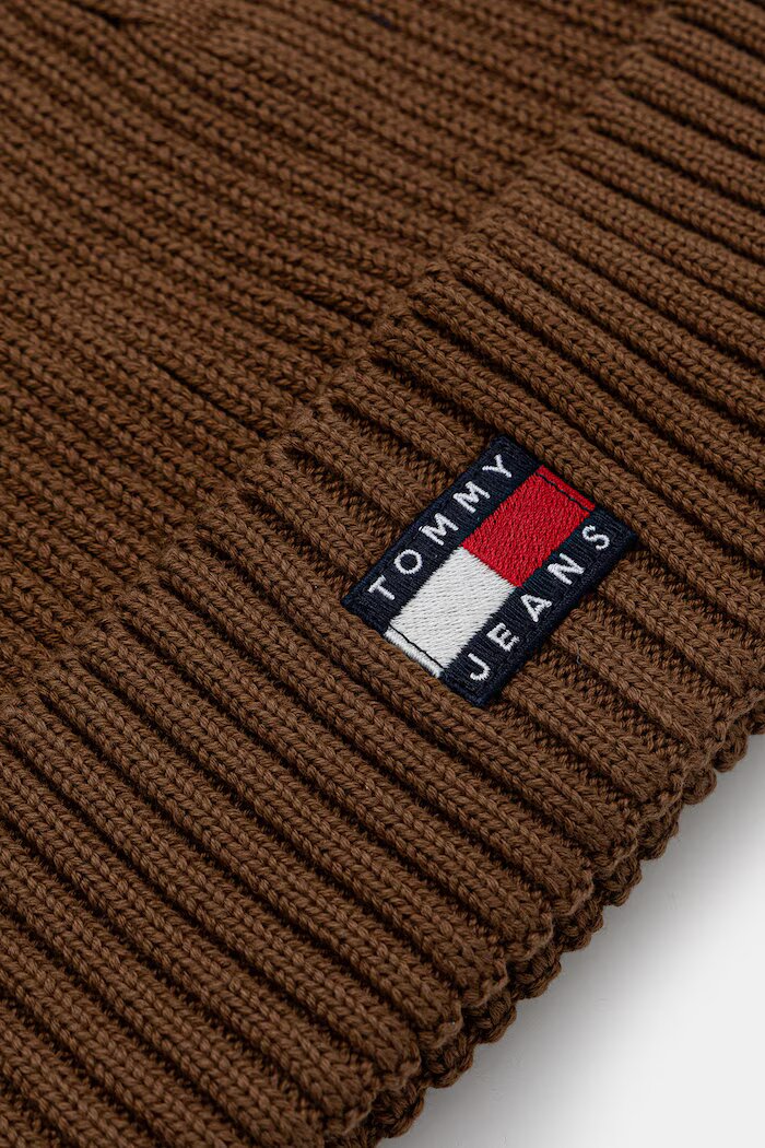 Tommy Jeans шапка beanie мъжка от памук кафява AM0AM13669