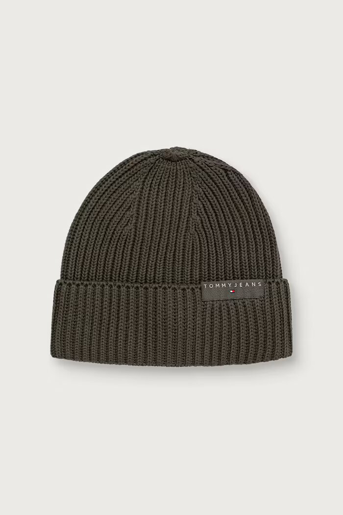 Tommy Jeans шапка beanie мъжка от памук зелена AM0AM14865
