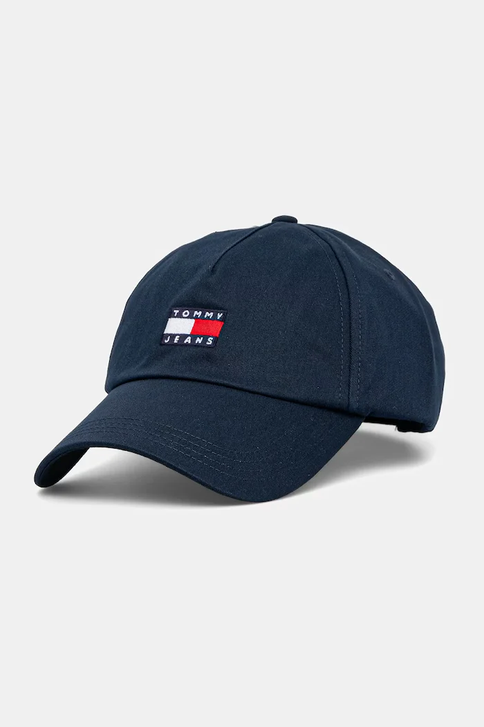 Tommy Jeans шапка с козирка мъжка от памук тъмносиня AM0AM12933