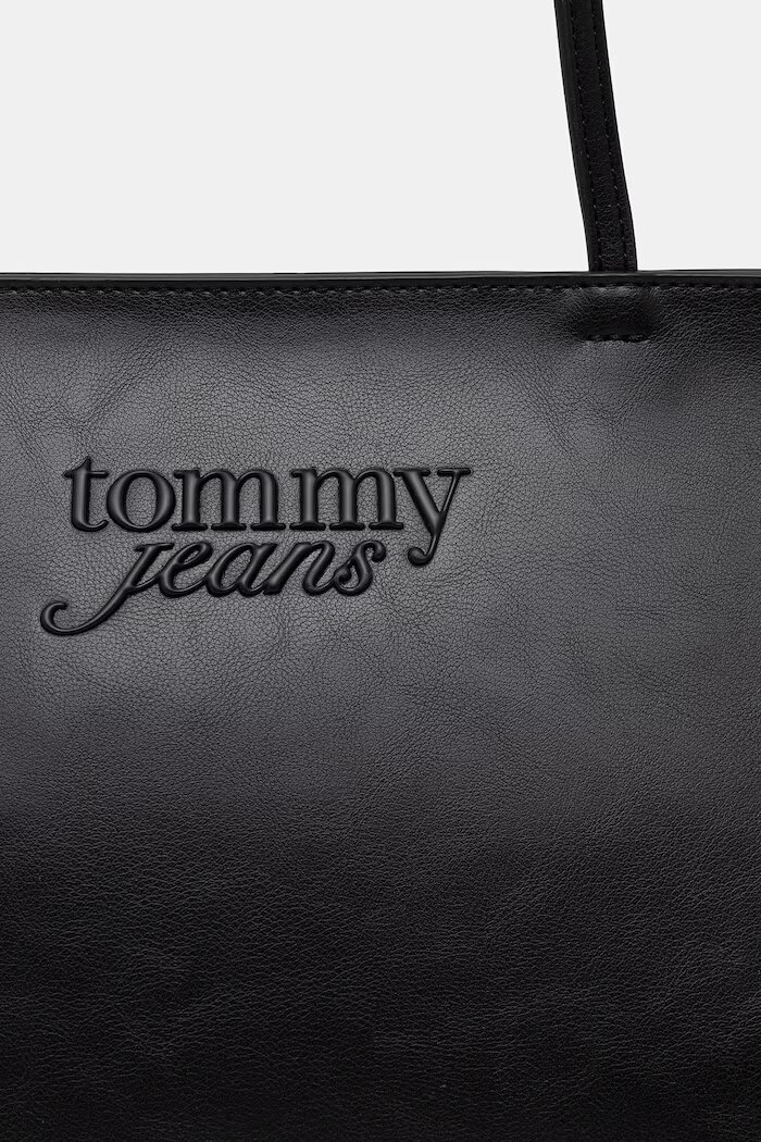Tommy Jeans шопинг чанта дамска от имитация на кожа черна AW0AW18772