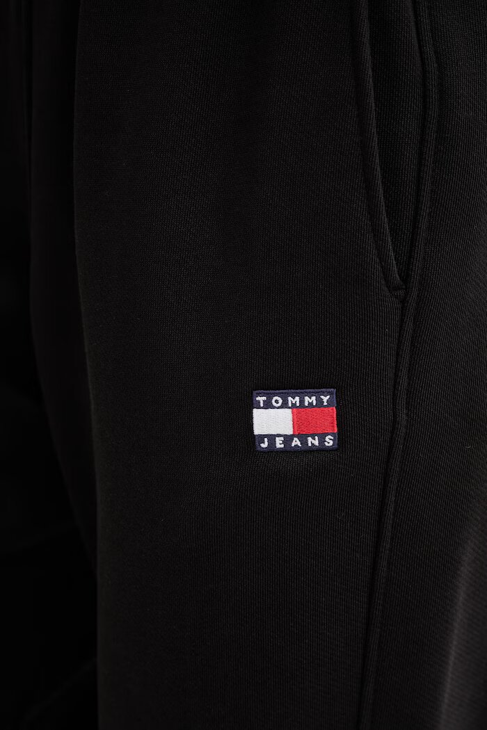 Tommy Jeans спортен панталон дамски от памук черен с висока талия DW0DW22780