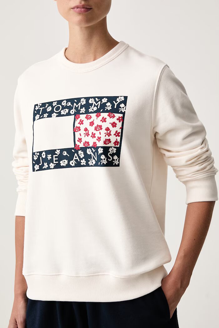 Tommy Jeans суичър дамски от памук бежов DW0DW23306