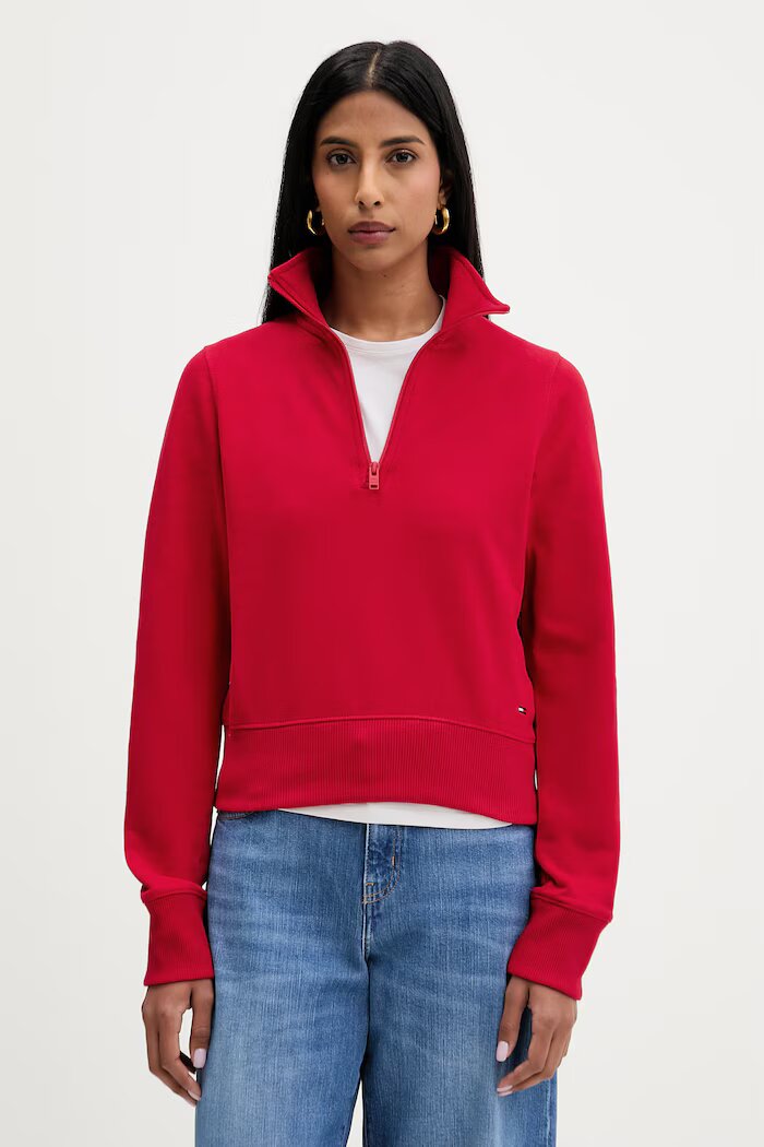 Tommy Jeans суичър дамски от памук червен DW0DW22835