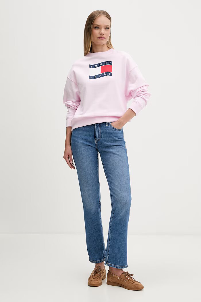 Tommy Jeans Суичър дамски от памук розов DW0DW22742