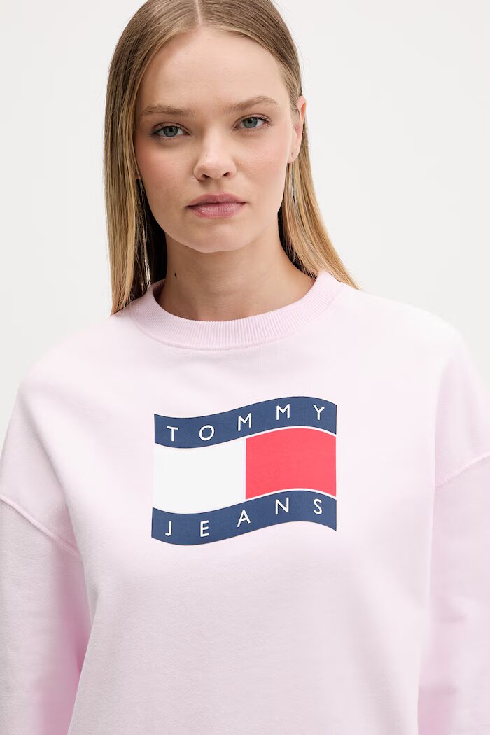 Tommy Jeans Суичър дамски от памук розов DW0DW22742