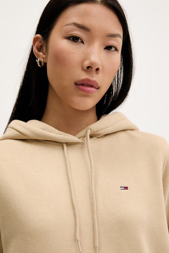 Tommy Jeans суичър дамски с памук бежов DW0DW19958