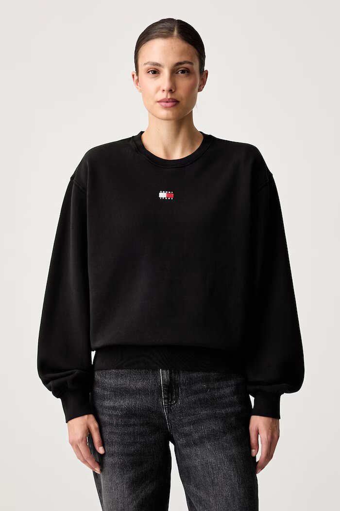 Tommy Jeans суичър дамски с памук черен DW0DW23297