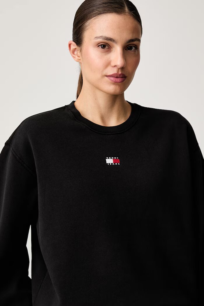 Tommy Jeans суичър дамски с памук черен DW0DW23297