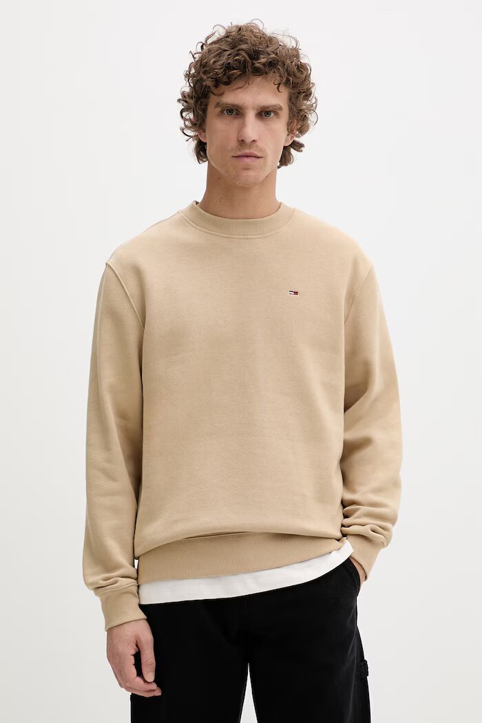 Tommy Jeans суичър мъжки от памук бежов DM0DM20741