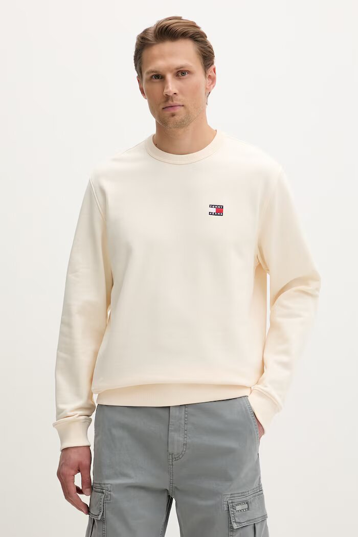 Tommy Jeans суичър мъжки от памук бежов DM0DM21921